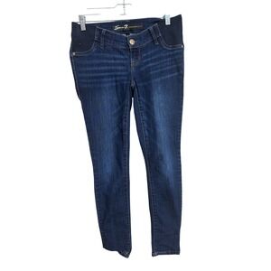 Seven7 Maternity Skinny Jeans Women 4 Dark Wash Blue Denim Elastic Side Panels